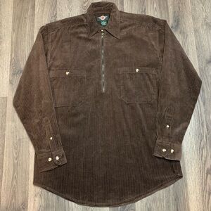 Vintage 2000s Brown Corduroy 1/4 Zip Corduroy Shirt 
Men’s Size Small
